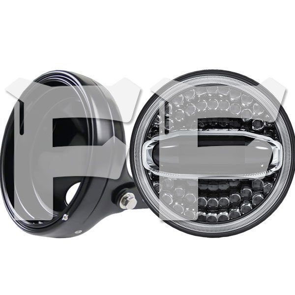 ハーレー ヤマハ ホンダ スズキ カワサキ LED 7インチ 108W ヘッドライト ハウジング Hi.Low.ディライト HL-B-MS-1088 新品拍卖