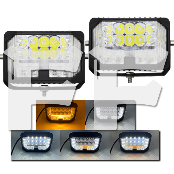 三面発光 広角 5モードタイプ 5インチ LED ワークライト 作業灯 投光器 新品 トラック ホワイト イエロー 12V-24V 3M-81W 2個拍卖