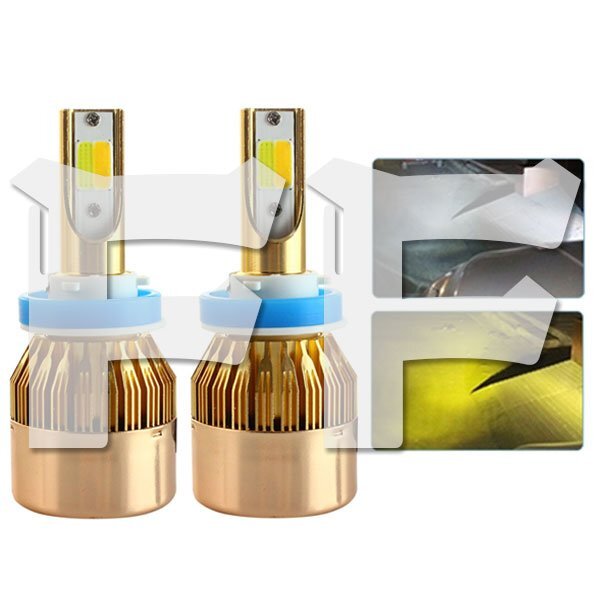 LEDライト 36W HB3 スイッチのON/OFFで3000K.イエロー/6000K.ホワイト切替 4800LM 取付簡単 COBチップ C6S-HB3 2個 新品拍卖