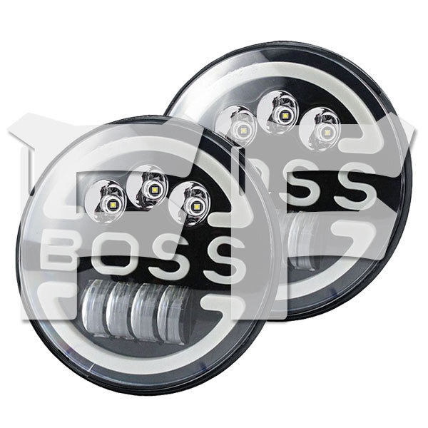 LED ヘッドライト 7インチ 65W BOSS JEEP JK TJ スズキジムニー ハマーH2 HI.Low切替式.DRL.ウインカー 12V~24V JK-BOSS 2個 新品拍卖