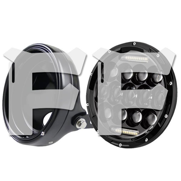 ハーレー ヤマハ ホンダ スズキ カワサキ LED 7インチ 75W ヘッドライト ハウジング Hi.Low.ディライト HL-B-MS-HL75A 新品拍卖