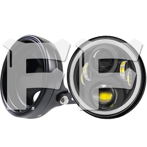 送料無料.. ハーレー ヤマハ ホンダ スズキ カワサキ LED 7インチ 50W ヘッドライト ハウジング Hi.Low.DRL.ウインカー HL-B-MS-7061 新品拍卖