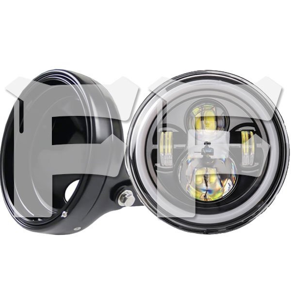 ハーレー ヤマハ ホンダ スズキ カワサキ LED 7インチ 60W ヘッドライト ハウジング Hi.Low.DRL.ウインカー HL-B-MMR60W 新品拍卖