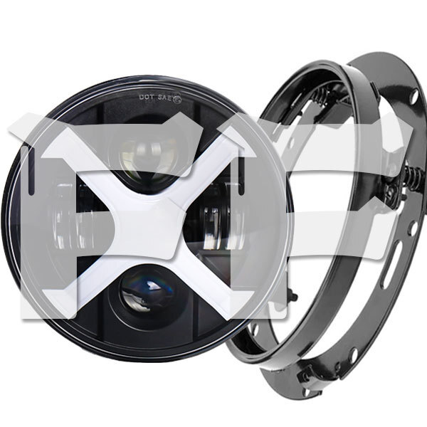 ハーレーダビッドソン CREEチップ LED 7インチ 50W ヘッドライト ブラケット Hi.Low.DRL.ウインカー 6500K HL-J-X 高輝度 新品拍卖