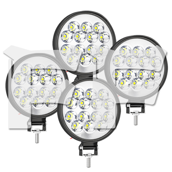 LED ワークライト 作業灯 42W 4インチ YX42W-B 12V/24V 6500K 投光器 前照灯 照明 工事現場 倉庫照明 トラック ホワイト 4個 新品拍卖
