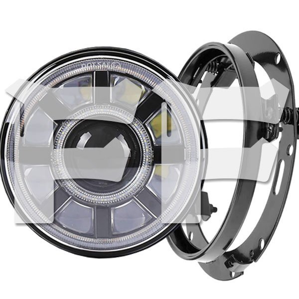 ハーレーダビッドソン CREEチップ LED 7インチ 60W ヘッドライト ブラケット Hi.Low.DRL.ウインカー 6500K HL-J-OL-1960R 新品拍卖