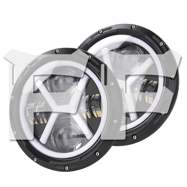 JK TJ スズキ ジムニー ハマーH2 JEEP HI.Low.ディライト 7インチ LED ヘッドライト ホワイト 12V~24V 車検対応 2個 JK-VV 新品拍卖