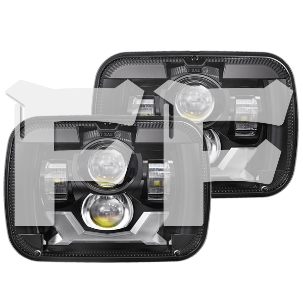 5x7 7x6 LEDヘッドライト HI.Low.DRL.ウィンカー トヨタ H6054 Jeep ラングラー YJ XJ MJ GMC フォード MS-5798 ブラック 新品拍卖