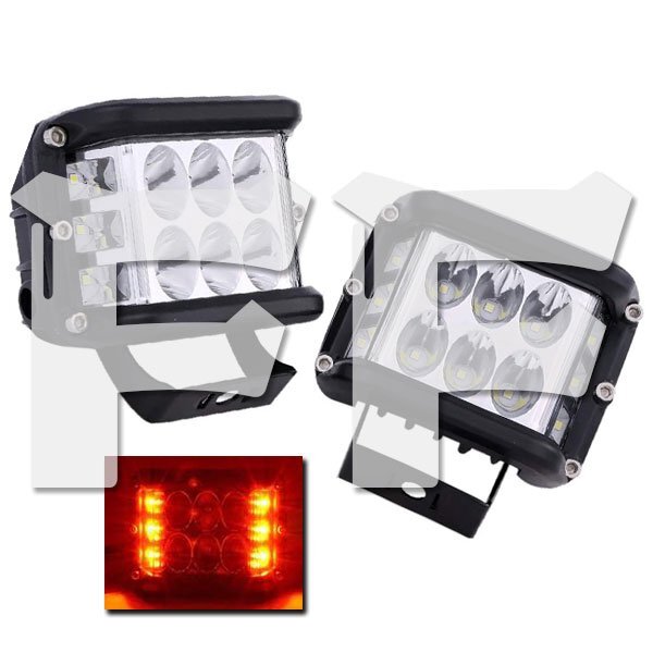 送料無料.. 三面発光 45W 4インチ ホワイト LED ワークライト ストロボ機能 SUV トラック 両側カラー:イエロー 3M-45W 2個 新品拍卖