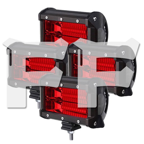 LED ワークライト 72W 5インチ 作業灯 補助灯 投光器 レッド 6600LM 12V/24V 建設機械 SUV トラック ランクル SM72W 4個 新品拍卖