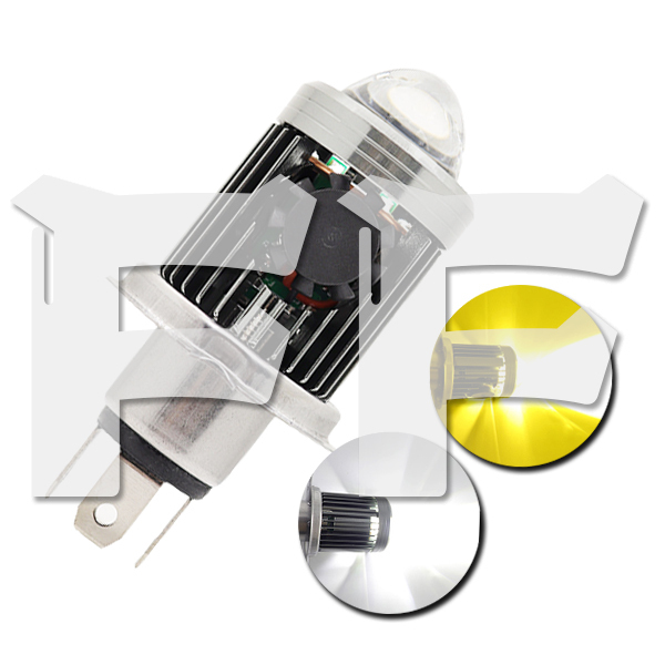 送料無料.. H4 Hi/Low切替式 30W Hiホワイト6000K/Lowイエロー3000K切替 バイク 冷却ファン付 DC直流&AC交流兼用 LEDヘッドライト 新品拍卖