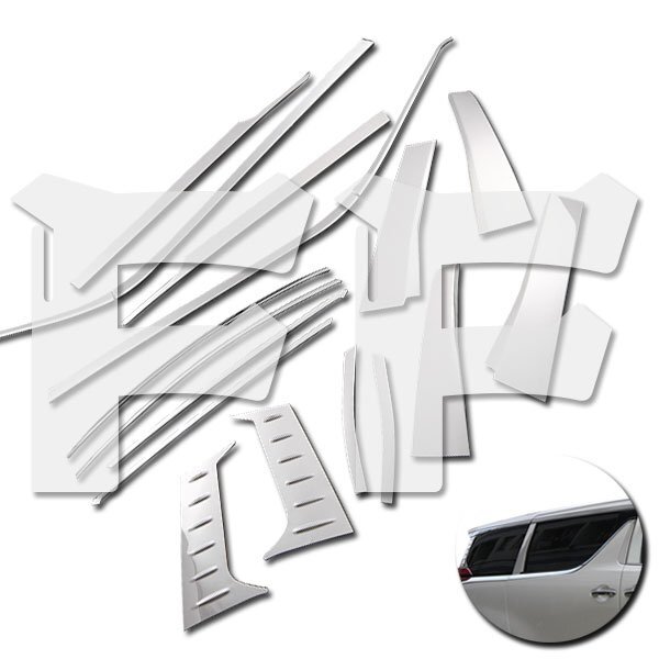トヨタ アルファード / ヴェルファイア 30系 前/後期 ウィンドウトリム ウェザーストリップカバー ステンレス 鏡面 カスタム アクセサリー拍卖