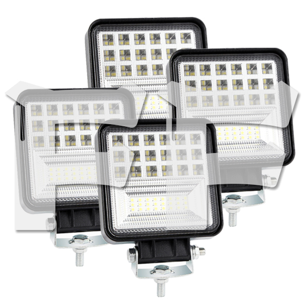 送料無料.. LEDワークライト 作業灯 126W 4インチ 洪水ライト..スポットライト ホワイト 6500K 投光器 照明 新品 4C-126W 12V/24V 4個拍卖