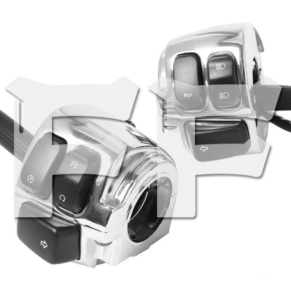 送料無料.. ハーレーダビッドソン 1996-2013 ハンドルバー コントロール スイッチ ボタン カバー 25mm 配線付 クローム HL-SCBOX-S 新品拍卖