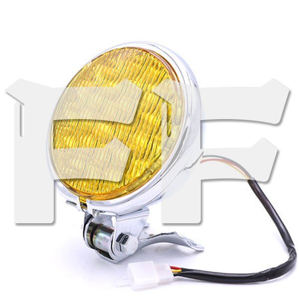 送料無料.. 5インチ オートバイ LED ヘッドライト イエロー ホンダ カワサキ ヤマハ スズキ BMW ハーレー (シルバー) FG-L 新品拍卖