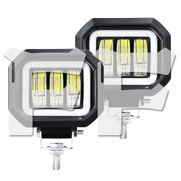 4インチ 30W LED ワークライト 作業灯 前照灯 イカリング 新品 投光器 SUV バイク 12V/24V兼用 6500K|ホワイト 4C-30WTS 2個拍卖