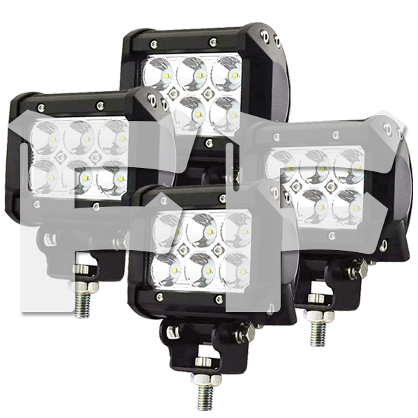 LEDワークライト 作業灯 4インチ 18W 6500K ホワイト 1200LM スポットライト 12V/24V 前照灯 トラック 建築機械 4C-18W 4個 新品拍卖