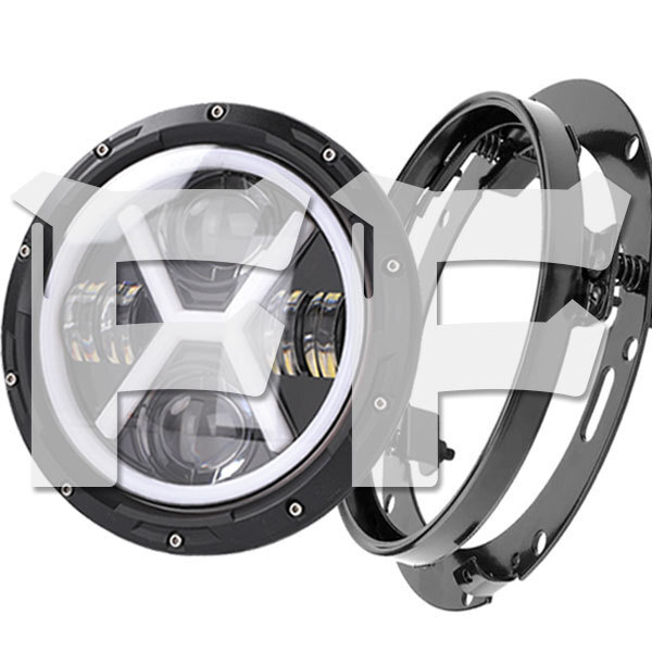 ハーレーダビッドソン CREEチップ LED 7インチ 60W ヘッドライト ブラケット Hi.Low.DRL.ウインカー 6500K HL-J-VV 高輝度 新品拍卖