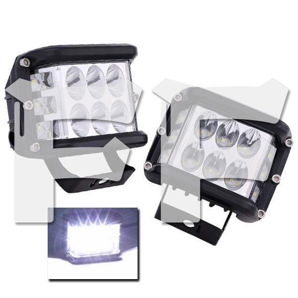 送料無料.. 三面発光 45W 4インチ ホワイト LED ワークライト ストロボ機能 SUV トラック 両側カラー:ホワイト 3M-45W 2個 新品拍卖