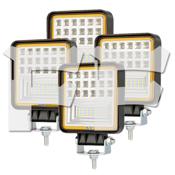 送料無料.. LED ワークライト 作業灯 126W 4インチ ホワイト イエロー 3モード 前照灯 新品 作業灯 倉庫 FX126W 建築機械 12V/24V兼用 4個拍卖