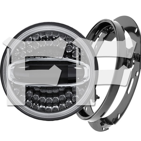 ハーレーダビッドソン CREEチップ LED 7インチ 108W ヘッドライト ブラケット Hi.Low.ディライト 6500K HL-J-MS-1088 新品拍卖