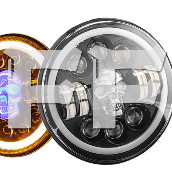 送料無料.. LED ヘッドライト 7インチ 65W JEEP JK TJ ジムニー ハマーH2 HI.Low切替式.ディライト.ウインカー.RGB 12V~24V 新品 2個拍卖