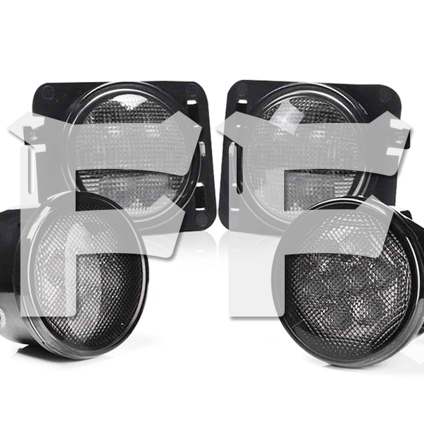 送料無料.. JEEP JK ラングラー 07-18年式 LEDウインカーサイドマーカーフェンダーライト スモークレンズ アンバー MS-FGL1-MS-FFL1 新品拍卖