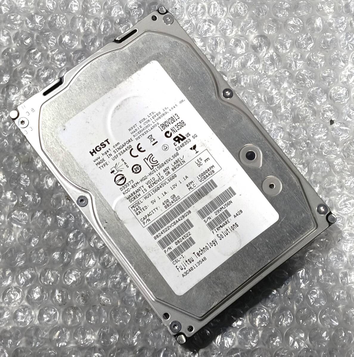 【中古パーツ】 3.5インチ HGST HUS156045VL600 450GB SAS HDD 正常/健康品 1台■ SAS3265拍卖