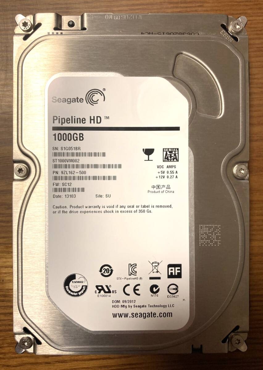 【状態◎】Seagate シーゲート Video 3.5 HDDシリーズ ST1000VM002 3.5インチ HDD 1TB(ビデオ・レコーダに最適な静音・低消費電力HDD)拍卖