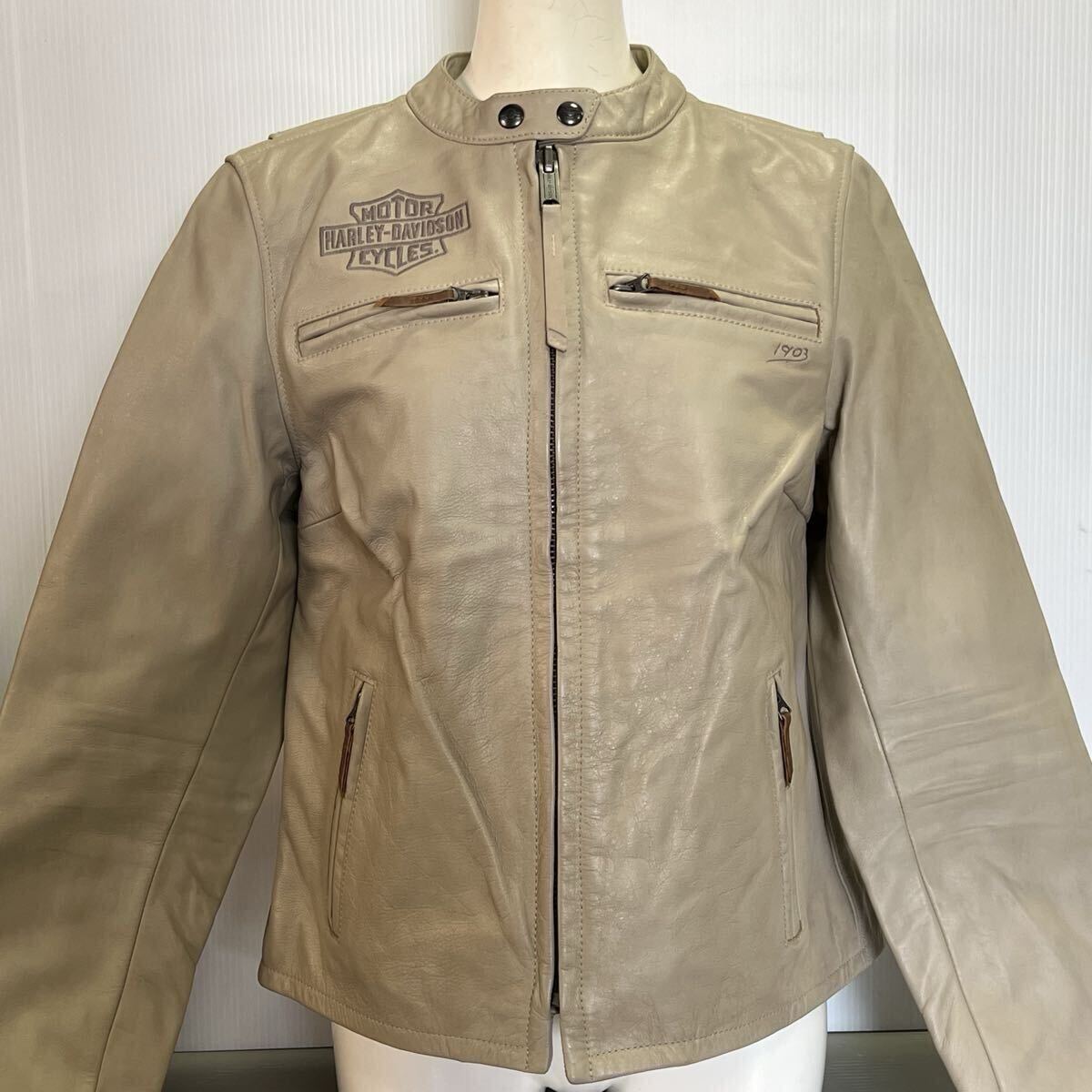 ハーレダビッドソン レザージャケット レディース カウハイドレザー ベージュ M 97017-20VW/000M拍卖
