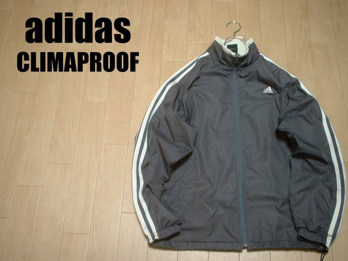 ADIDAS CLIMAPROOFナイロンジャージトップ美品Lグッドカラー正規アディダスウインドトラックジャケットスリーストライプスクライマプルーフ拍卖