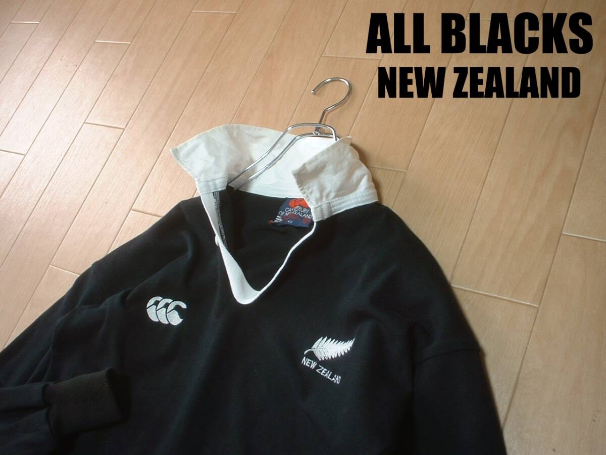 希少ニュージーランド製オールブラックスラガーシャツ40黒ALL BLACKS正規CANTERBURYカンタベリーRUGBYジャージMADE IN NEW ZEALAND拍卖