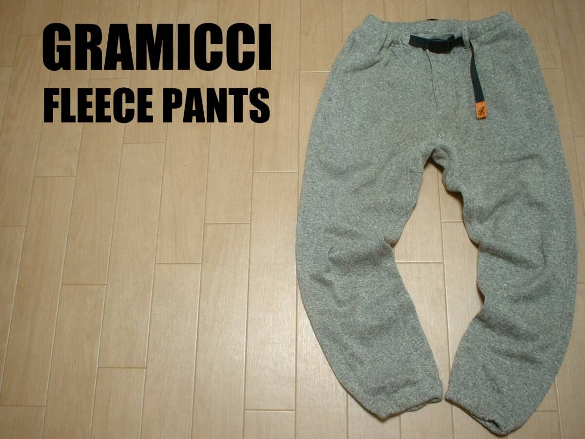 GRAMICCIフリースパンツ杢グレーMクライミングクロップド正規GMP-17F925グラミチ防寒ベルクロガゼット暖パンアウトドア拍卖