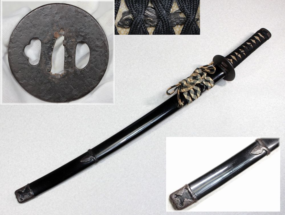 日本刀拵え 脇差 拵え 鉄鍔 魚の目貫拍卖