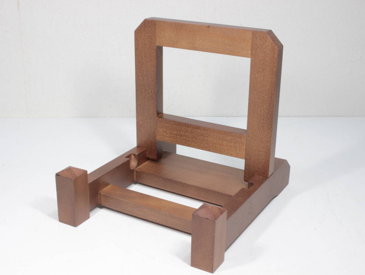 木製 皿立て 組立式 二段階調節 高さ約19.3cm 未使用品 飾り台 皿立 額立て ディスプレイ プレートスタンド インテリア 木工芸拍卖