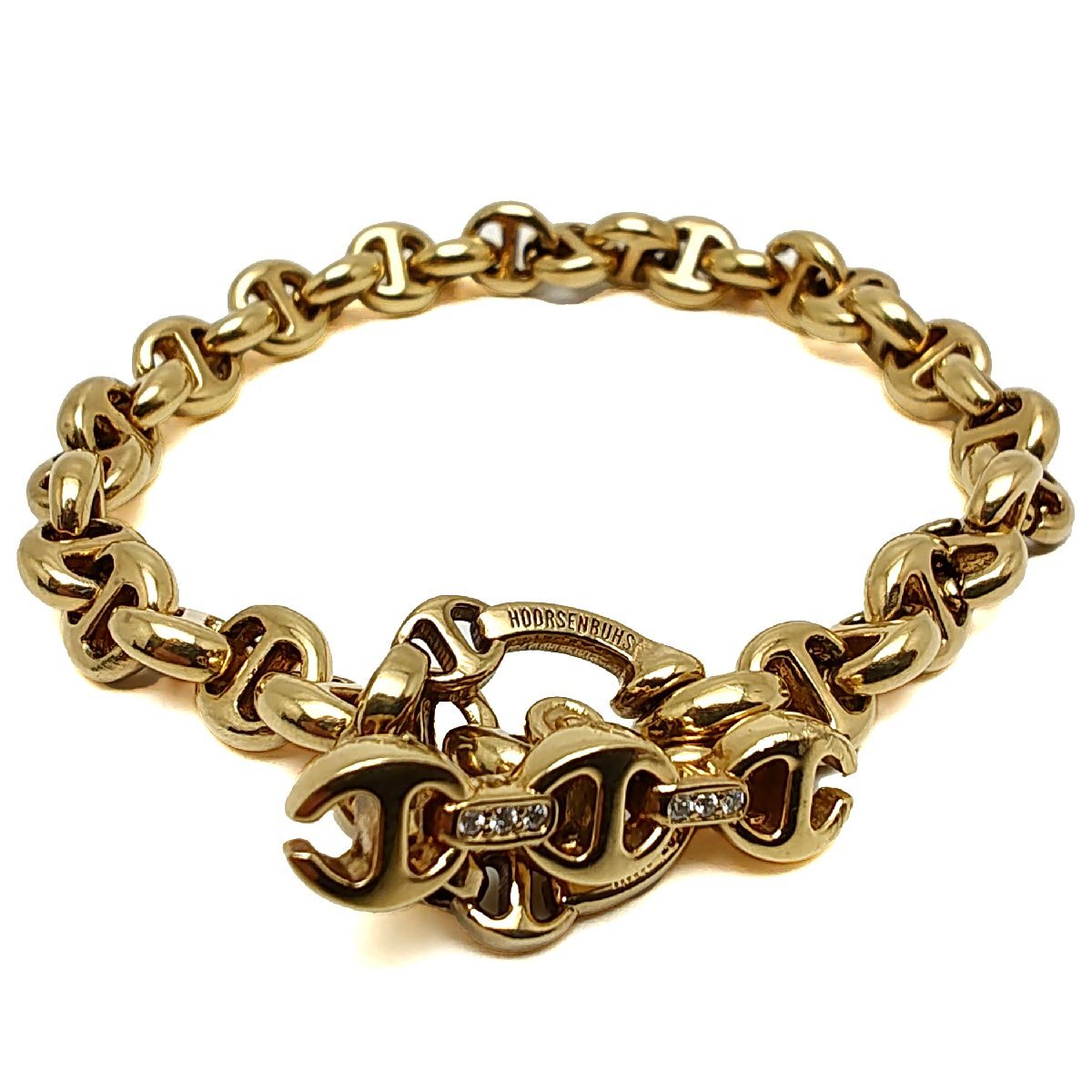 中古品 ホーセンブース 5MM OPEN-LINK BRACELET 18K イエローゴールド AU750YG 9911700200拍卖