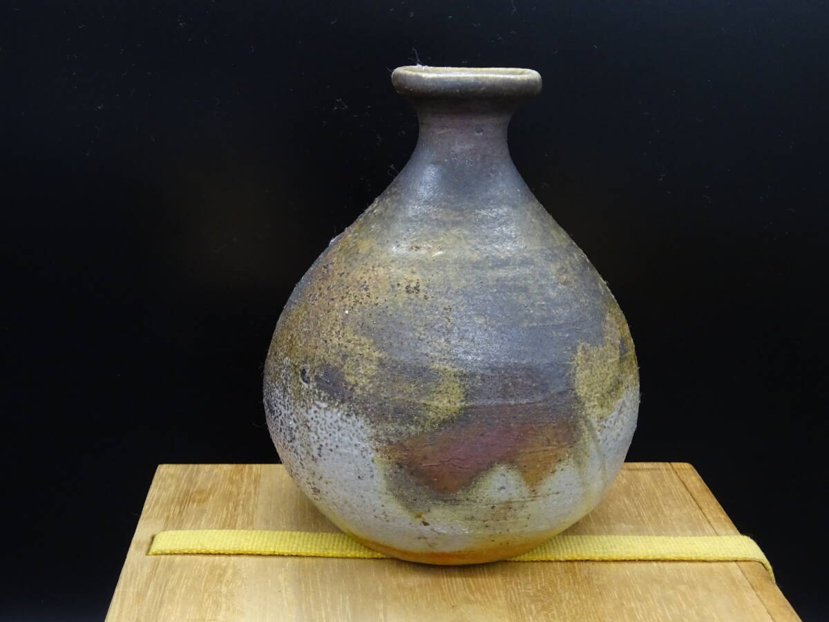 備前焼 人気実力作家 日幡光顕 工芸会正会員★備前窯変徳利 共箱、陶歴付 酒器 茶碗 壺 茶道具拍卖