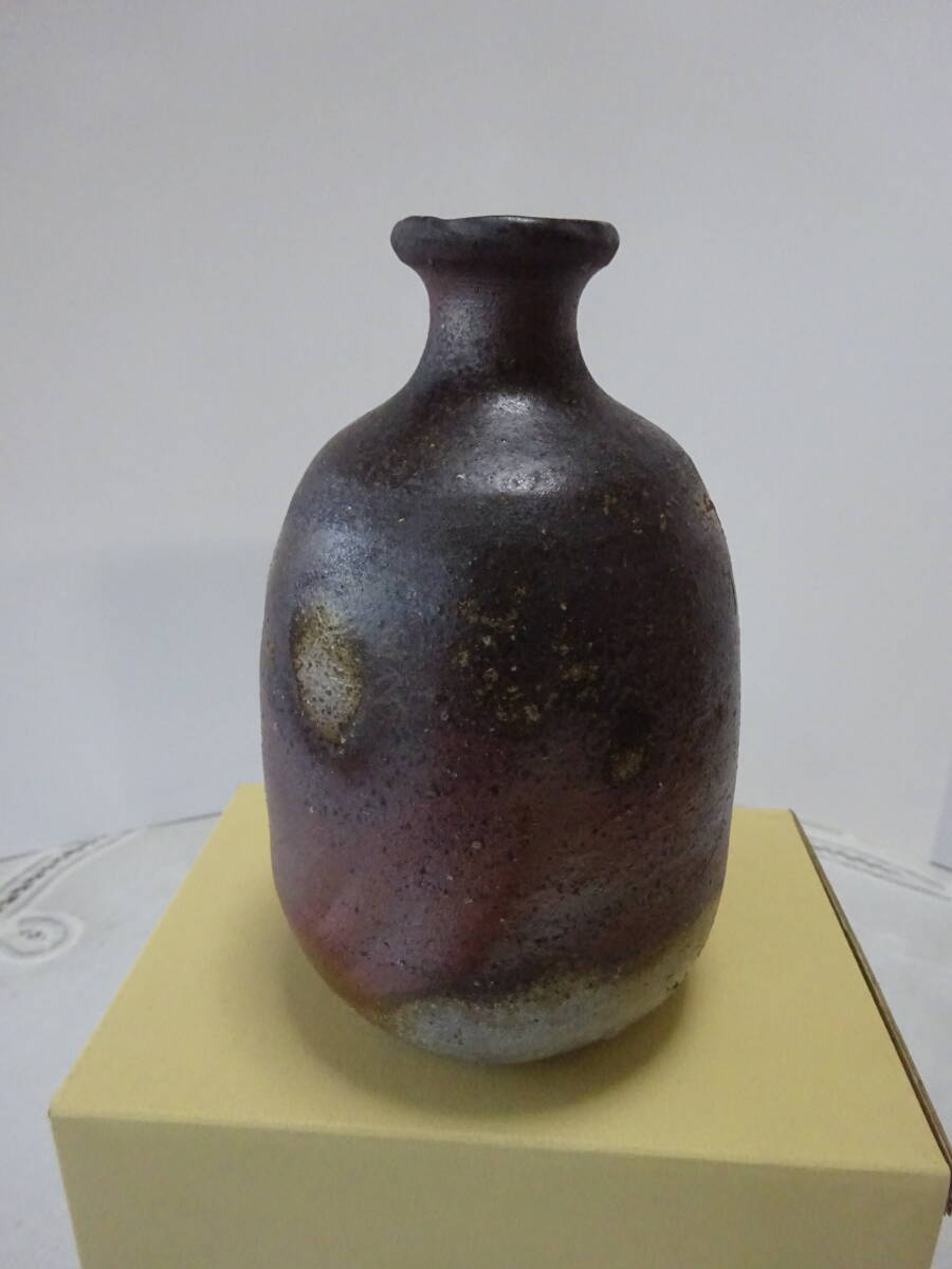 備前焼 人気実力作家 出井潔晴(師:伝統工芸士 堀江祥山)★備前桟切り徳利 紙箱付 酒器 茶碗 壺 茶道具拍卖