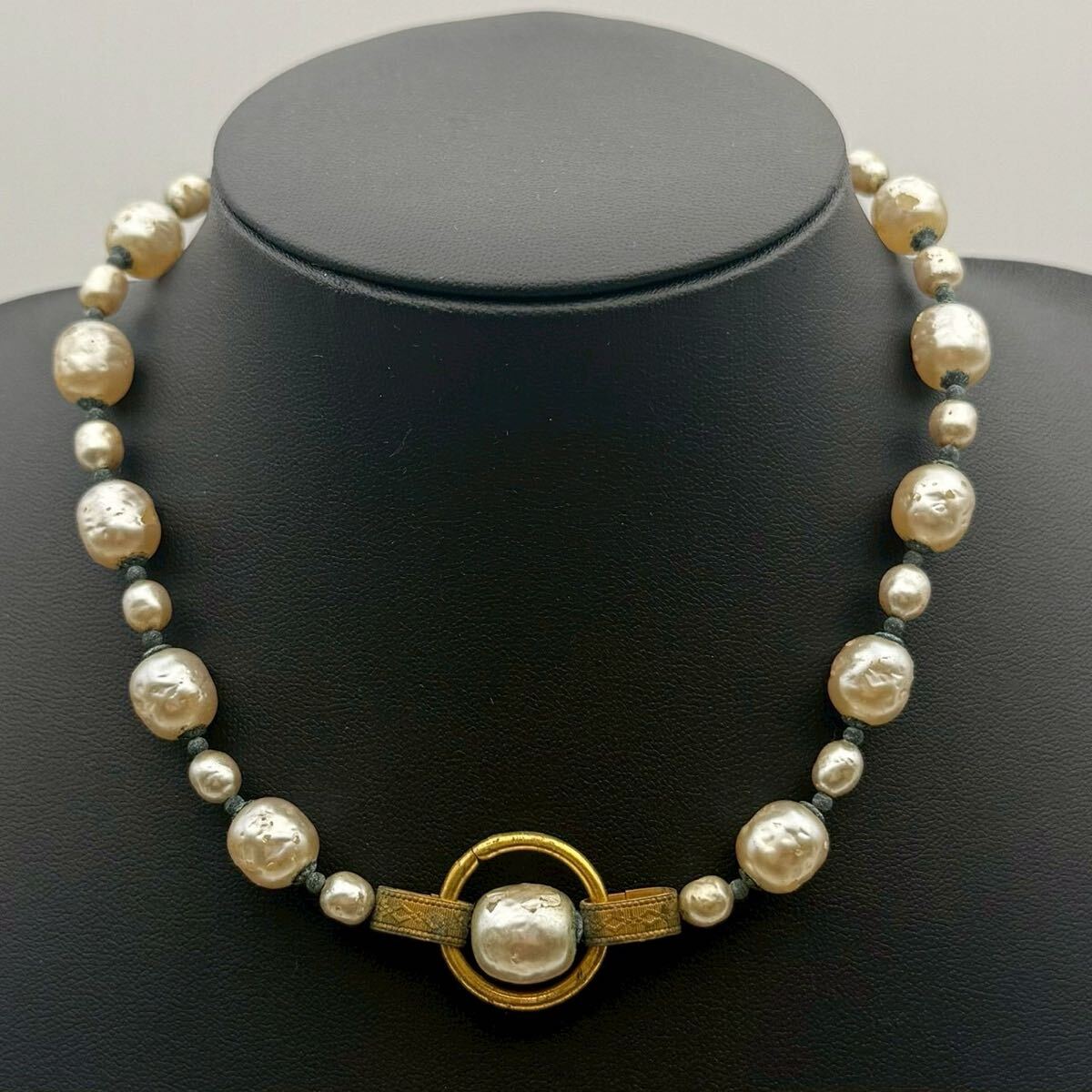 【希少・大ぶり】MIRIAM HASKELL ミリアム ハスケネックレス チョーカー ペンダント ゴールド パール 大玉 コスチュームジュエリー拍卖