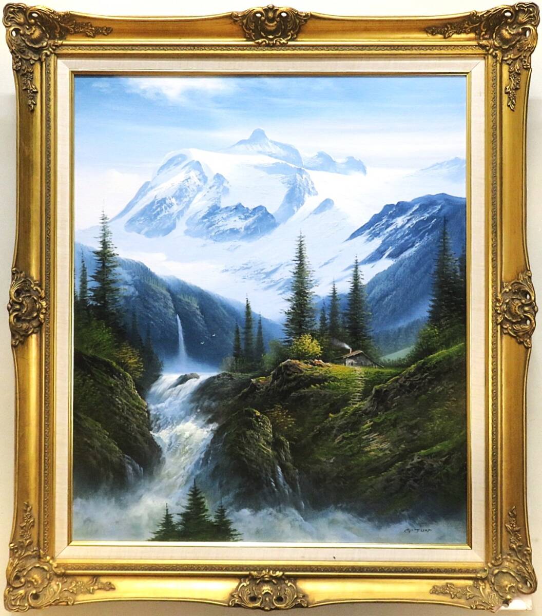 ◇作者不詳・サインあり◇ G.Jun 【サインあり】 『雄大な山』 20号 油彩画拍卖