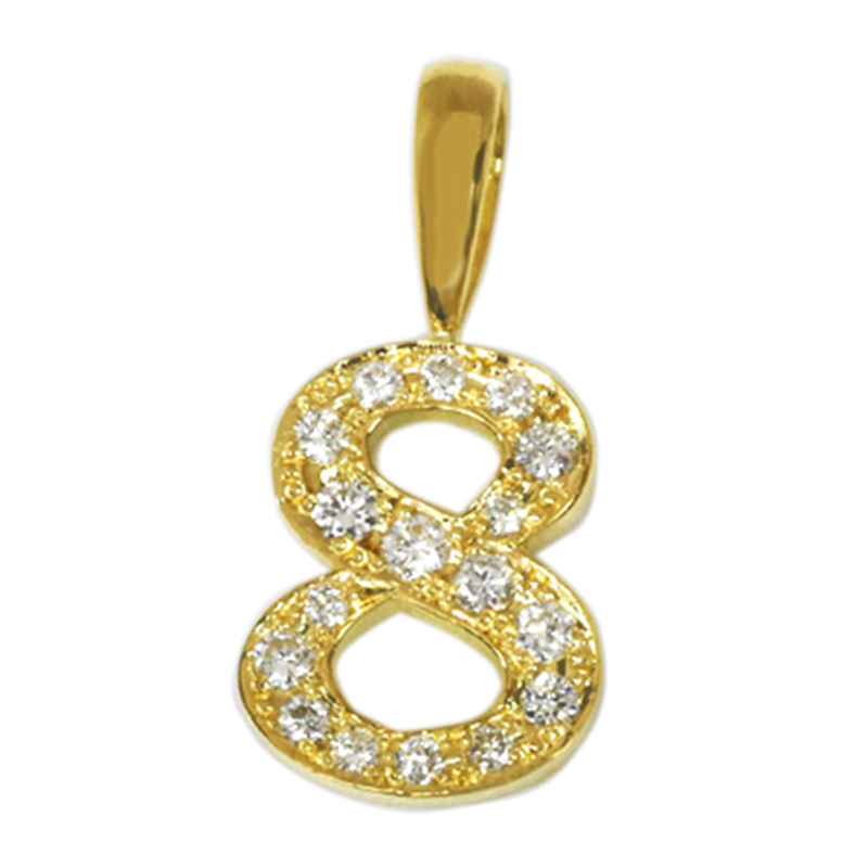 K18 ナンバー ペンダントトップ ミニ 数字 【 8 】バチカンM ダイヤモンド 18金 メンズジュエリー ブレスチャーム 鑑別書付 ori24拍卖