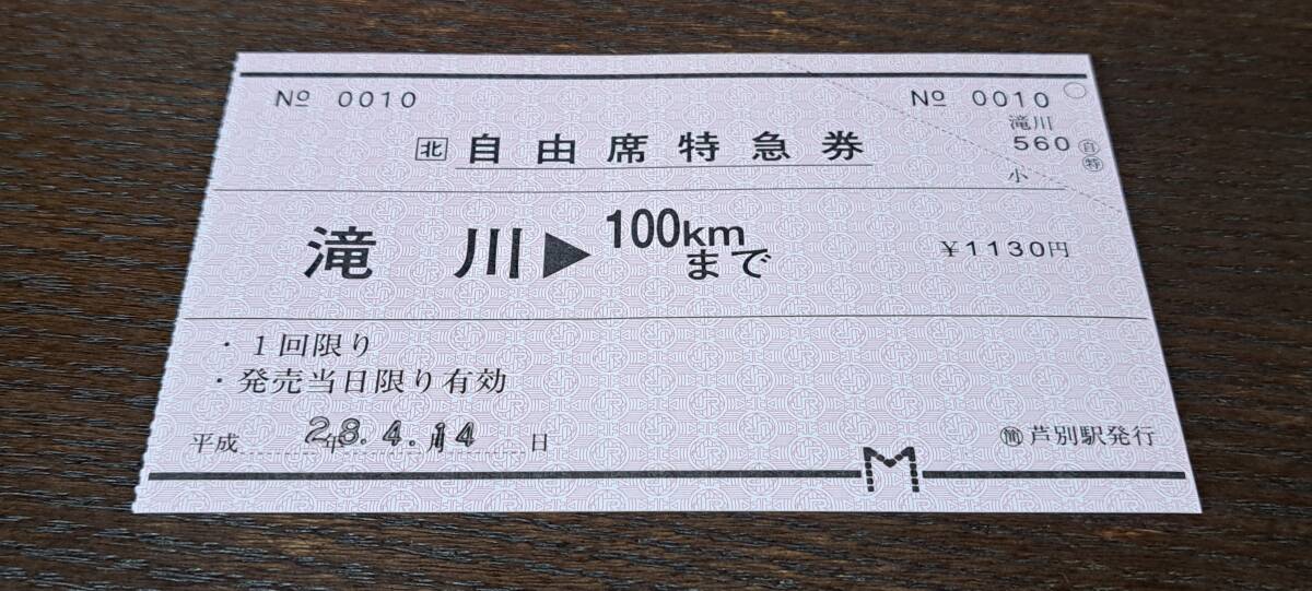 (11)JR北海道 自由席券 滝川→100km(芦別発行) 0010拍卖