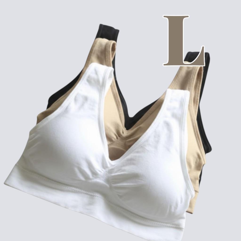 ジニエブラ L 3枚セット ブラック ベージュ ホワイト スポーツブラ拍卖