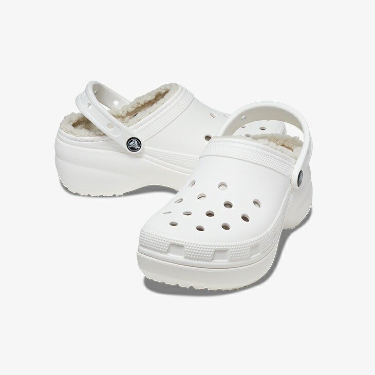 23cm クロックス クラシック プラットフォーム ラインド クロッグ ホワイト ボア Classic Platform Lined Clog white W7 新品拍卖