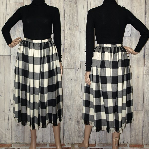 Christian Dior◇クリスチャンディオール・チェック柄 ラップスカート◇34サイズ クリーニング済み 美品拍卖