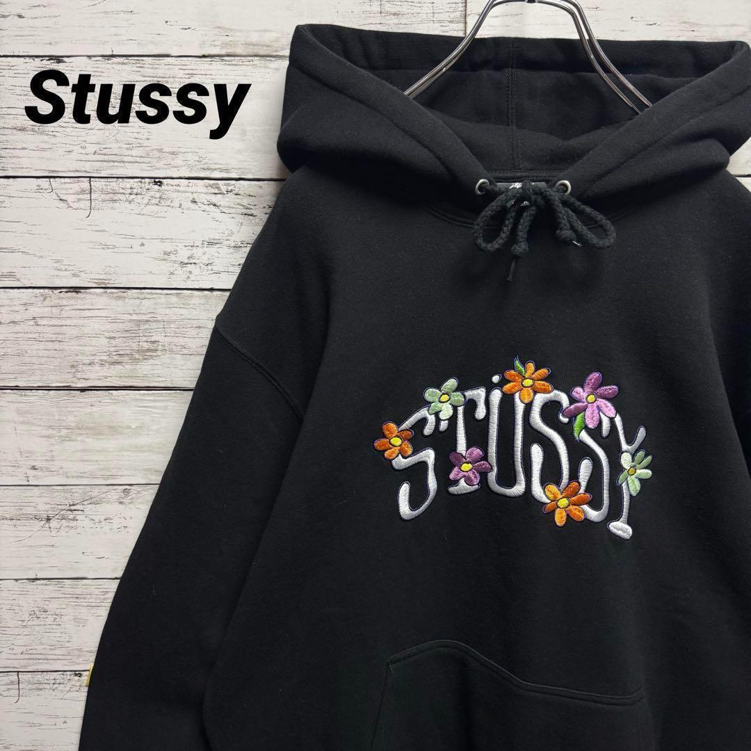 510【希少なXL】ステューシー 刺繍ロゴ 花柄 レア 人気色 パーカー拍卖