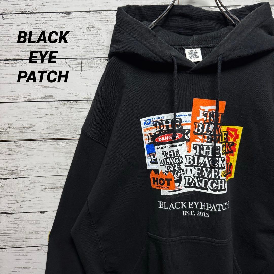 834【人気のL】ブラックアイパッチ 取扱注意 刺繍ロゴ ラベルロゴ パーカー拍卖