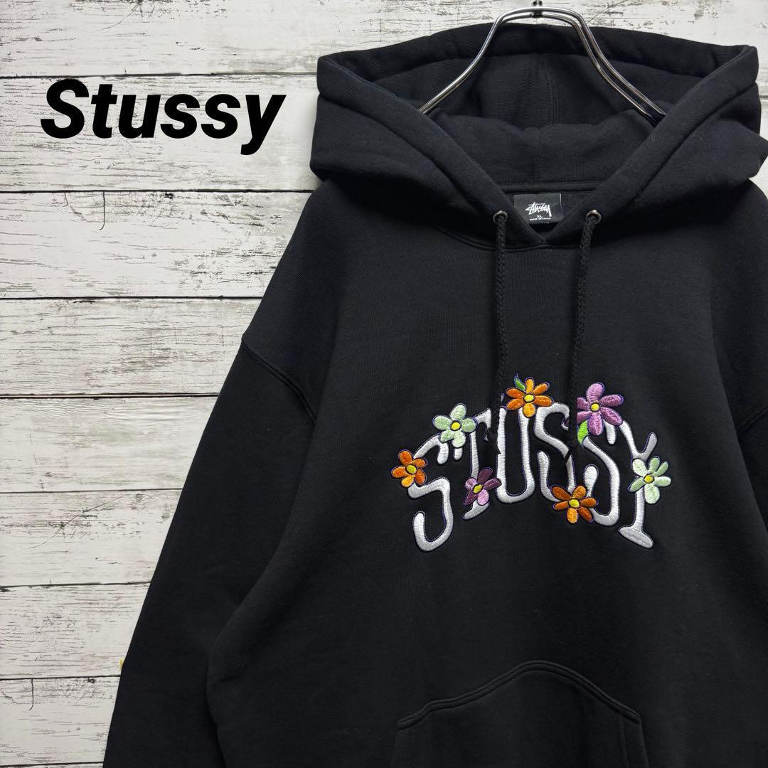 874【美品】ステューシー 刺繍ロゴ 花柄 レア 人気カラー パーカー拍卖