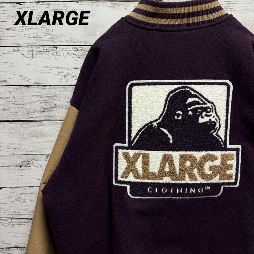 444【美品】エクストララージ 背面ビッグロゴ 人気のLサイズ スタジャン拍卖