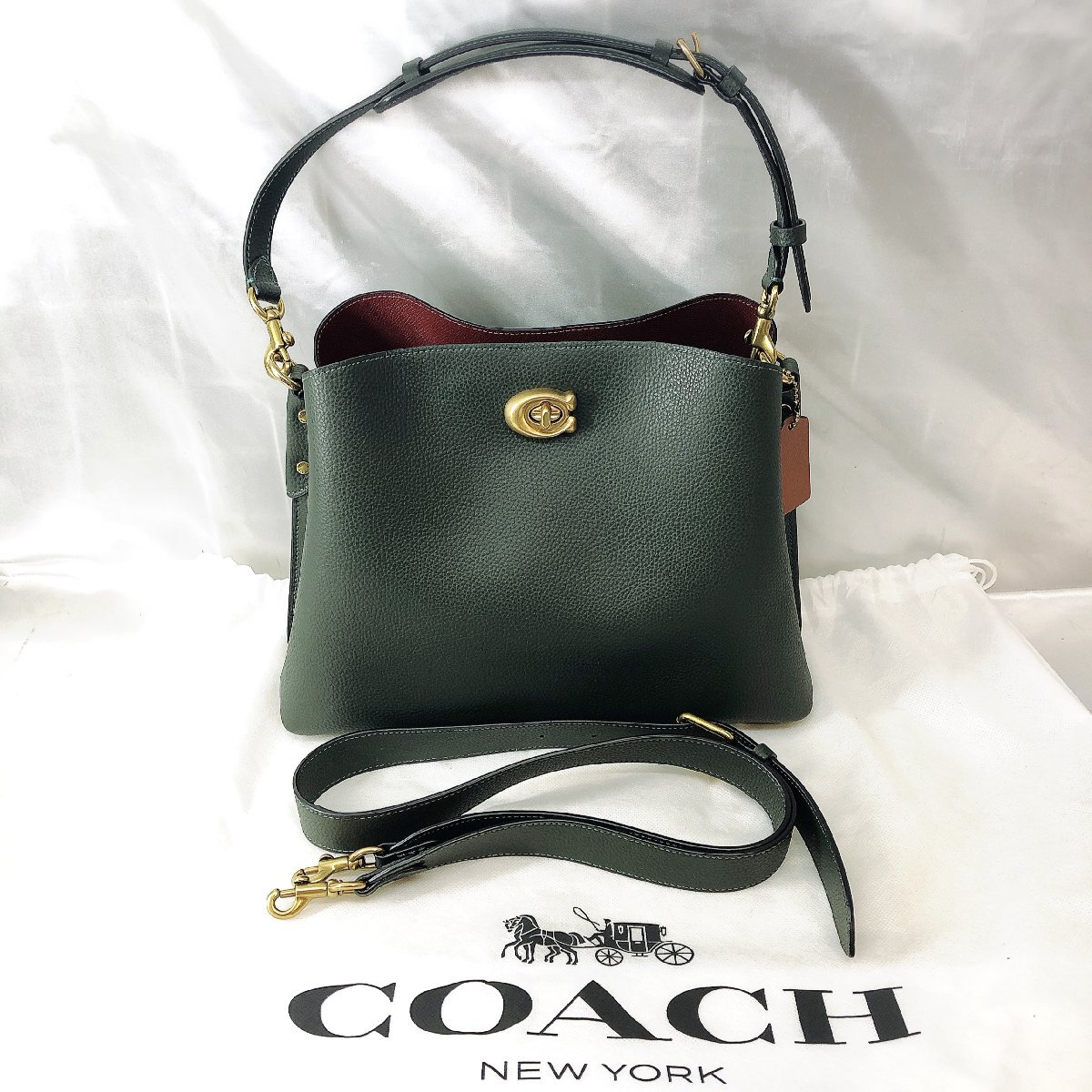 【極美品/未使用/保管品/KU】COACH コーチ ウィロウ Willow C2530 グリーン レザー ハンド ショルダーバッグ 2WAY IS1103/013拍卖
